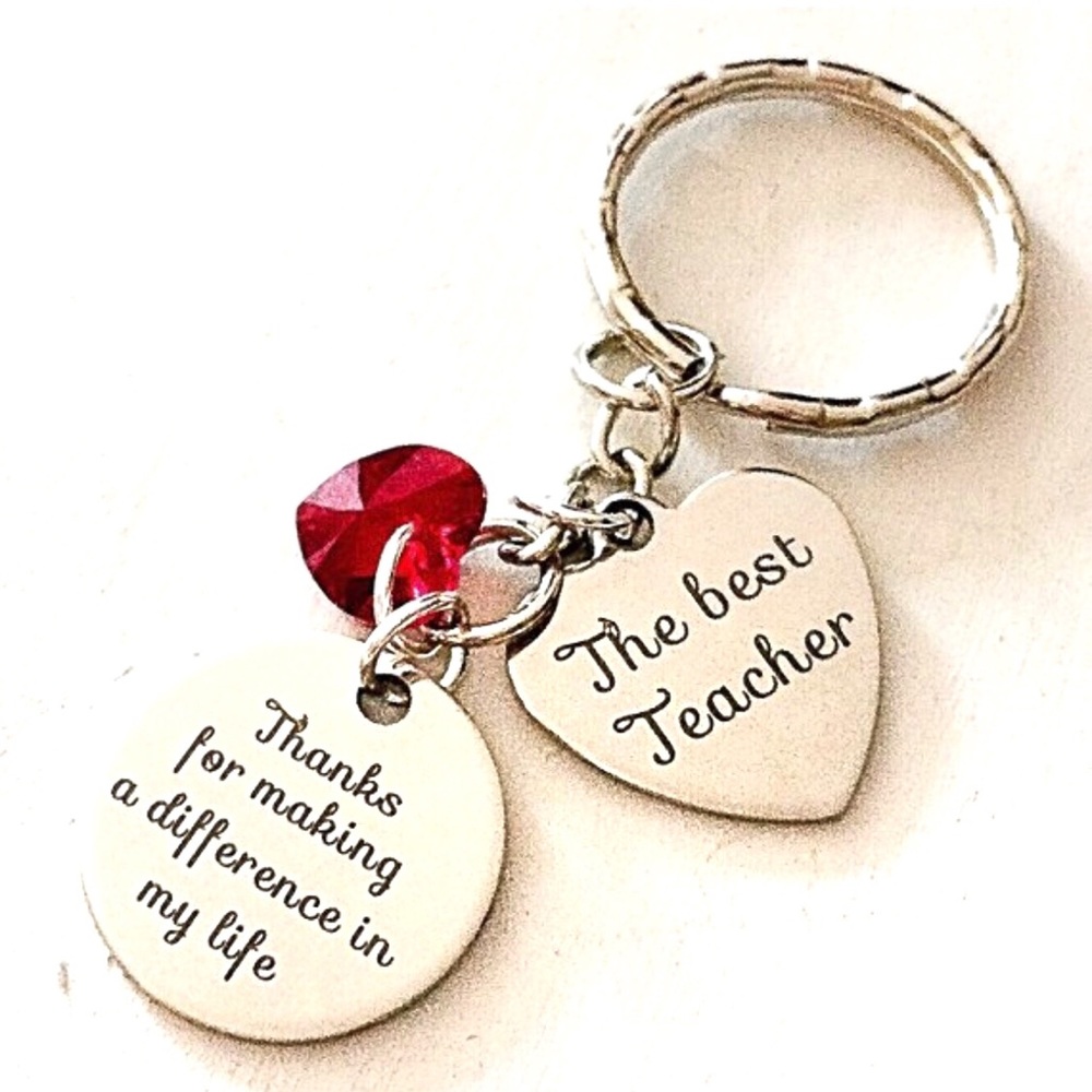 Personalized ♥️ Best Teacher Silver Keychain Gift